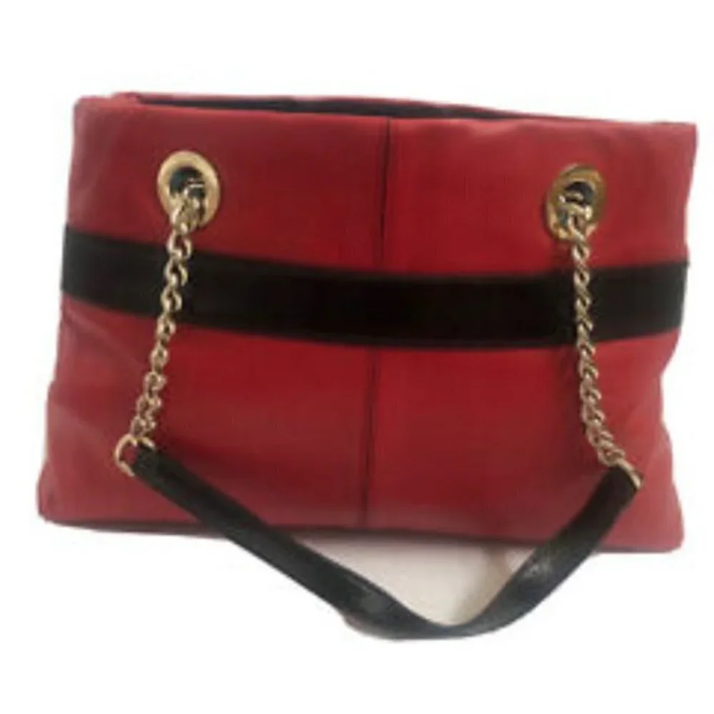 Kate Spade Handbag Satchel leather Red black with bow
